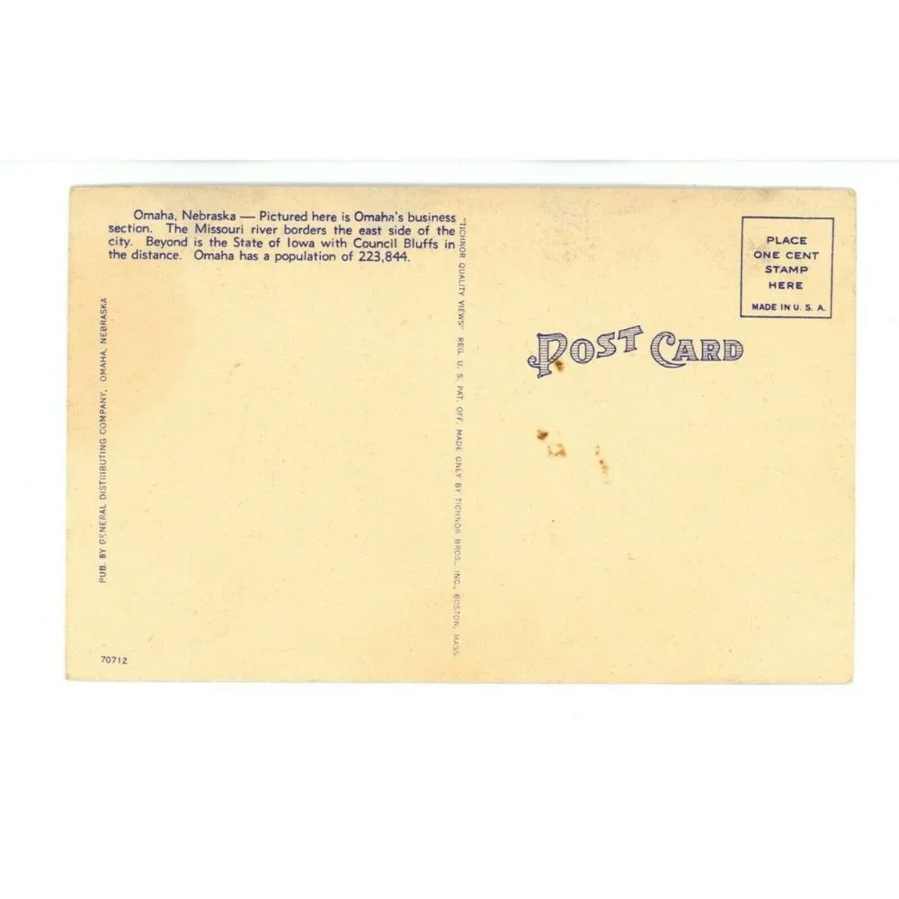 Vintage Postcard Omaha‎ Nebraska Skyline View Business District Travel USA